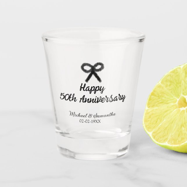 Happy 50. Jubiläum fügen Sie Pärchen Namen Datum H Schnapsglas (Vorderseite)