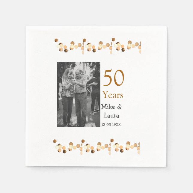 Happy 50. Jubiläum fügen Sie Pärchen Namen Datum H Serviette (Vorderseite)