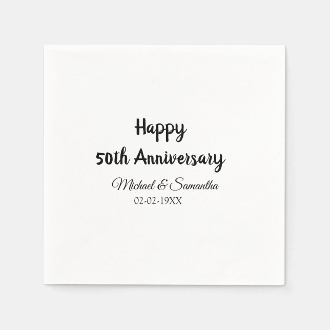 Happy 50. Jubiläum fügen Sie Pärchen Namen Datum H Serviette (Vorderseite)