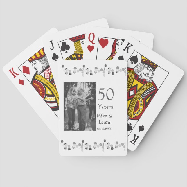 Happy 50. Jubiläum fügen Sie Pärchen Namen Datum H Spielkarten (Rückseite)