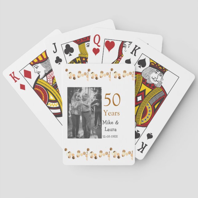 Happy 50. Jubiläum fügen Sie Pärchen Namen Datum H Spielkarten (Rückseite)