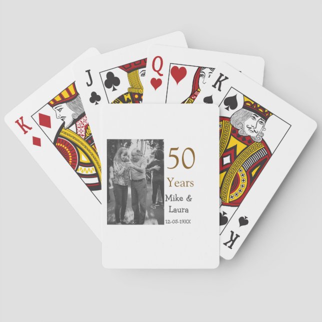 Happy 50. Jubiläum fügen Sie Pärchen Namen Datum H Spielkarten (Rückseite)
