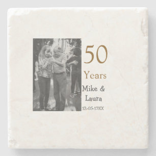 Happy 50. Jubiläum fügen Sie Pärchen Namen Datum H Steinuntersetzer