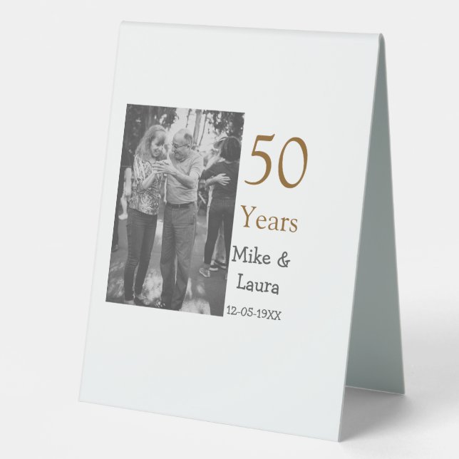 Happy 50. Jubiläum fügen Sie Pärchen Namen Datum H Tischaufsteller (Vorderseite)