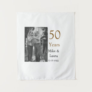 Happy 50. Jubiläum fügen Sie Pärchen Namen Datum H Wandteppich