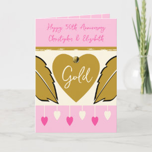 Happy 50. Jubiläum Namen Gold pink hinzufügen Karte