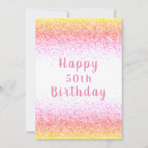 Happy 50. Pink Glitzer Typografie Geburtstag
