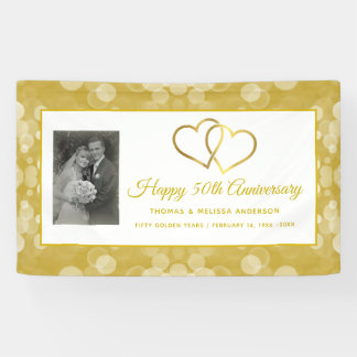 HAPPY 50 TH ANNIVERSARY CHAMPAGNE GOLD HEARTS BANNER
