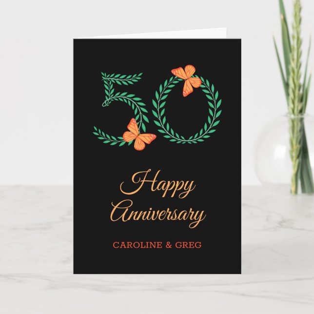 Happy 50. Wedding Anniversary Butterfly Card Karte (Vorderseite)