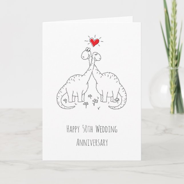 Happy 50. Wedding Anniversary Couple Dinosaurier Karte (Vorderseite)
