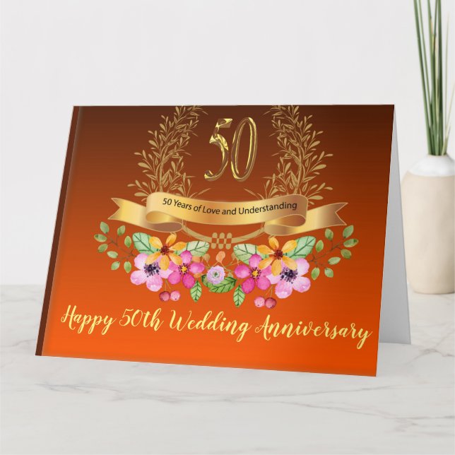 Happy 50. Wedding Anniversary Grußwagen Karte (Vorderseite)