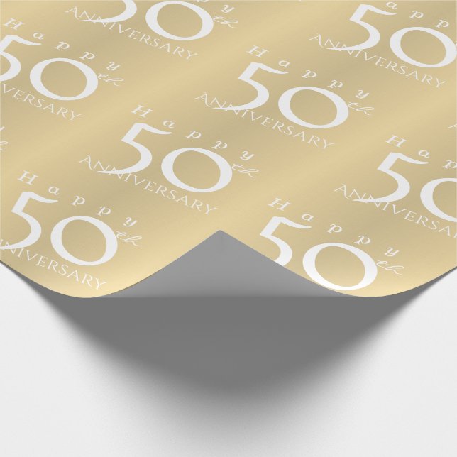 "Happy 50th Anniversary" Matte Gold Farbe Geschenkpapier (Ecke)