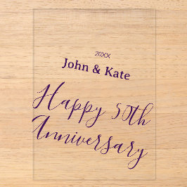 Happy 50th anniversary purple name year simple  acryleinladungen