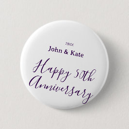 Happy 50th anniversary purple name year simple  button