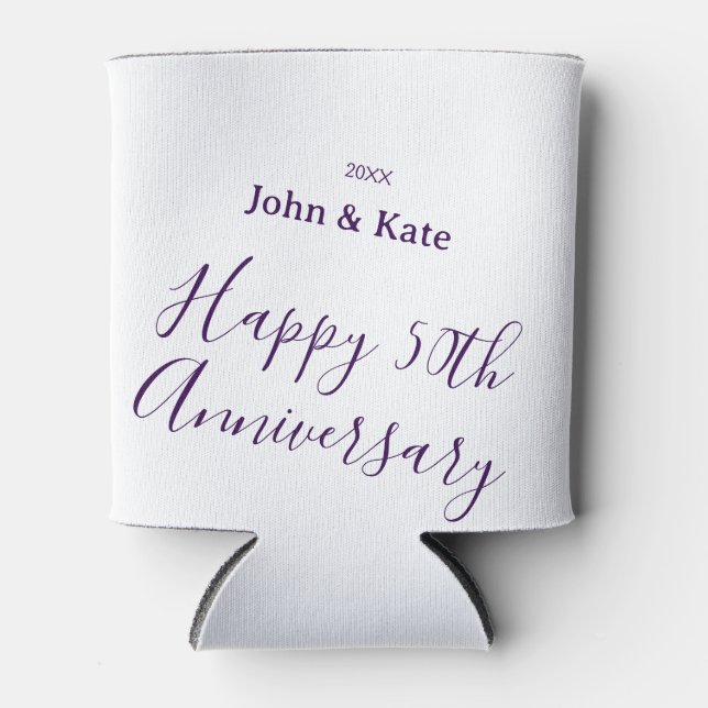 Happy 50th anniversary purple name year simple  dosenkühler (Vorderseite)