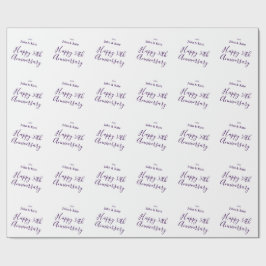 Happy 50th anniversary purple name year simple  geschenkpapier