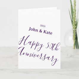 Happy 50th anniversary purple name year simple  karte