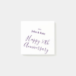 Happy 50th anniversary purple name year simple  post-it klebezettel