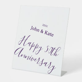 Happy 50th anniversary purple name year simple  sockelschild