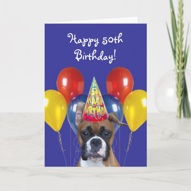 Happy 50th Birthday Boxer Dog Greeting card Karte (Vorderseite)