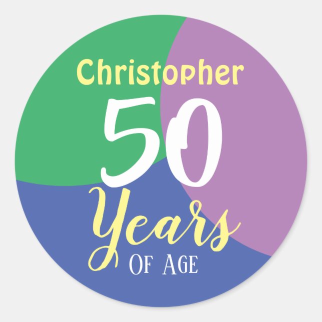 Happy 50th Birthday Classic Round Sticker (Devant)