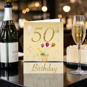 Happy 50th Gold Glamours Geburtstagskarte Karte