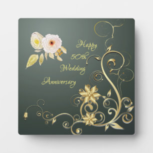 Happy 50th Wedding Anniversary Plaque with Easel Fotoplatte