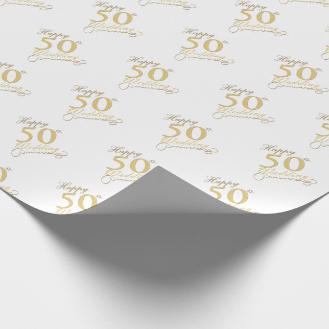"Happy 50th Wedding !" Geschenkpapier (Ecke)