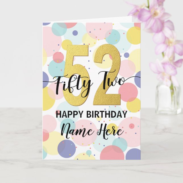Happy 52. Geburtstag Pastel Rainbow Gold Frau Karte (Orchidee)