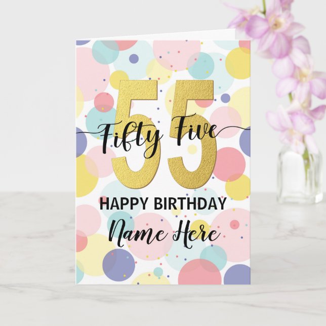 Happy 55. Geburtstag Pastel Rainbow Gold Frau Karte (Orchidee)
