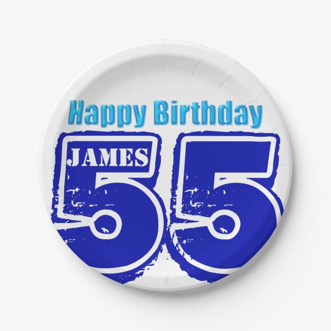 Happy 55. Geburtstag Personalisierte Papierplatte Pappteller (Vorderseite)