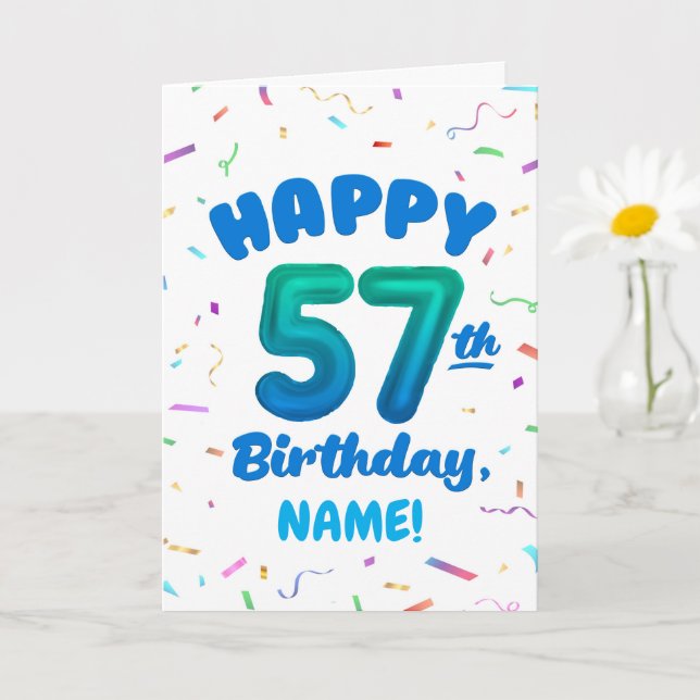 Happy 57th Birthday Card with Custom Name Karte (Kleine Pflanze)