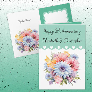 Happy 5. Jubiläum Blume grün Karte