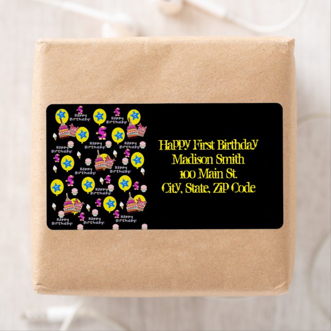Happy 5th Birthday Address Labels, Black (Insitu)
