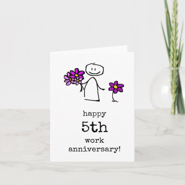 Happy 5th Work Anniversary Card, Coworker, Boss Karte (Vorderseite)