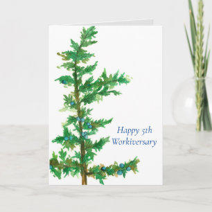 Happy 5th Workiversary Juniper Tree Branch Karte