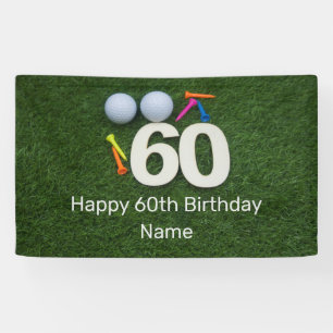 Happy 60. Geburtstag Golfer mit Golfball und T-Shi Banner