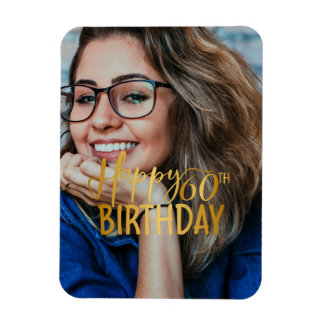 Happy 60. Geburtstag Script Personalisiertes Foto Magnet