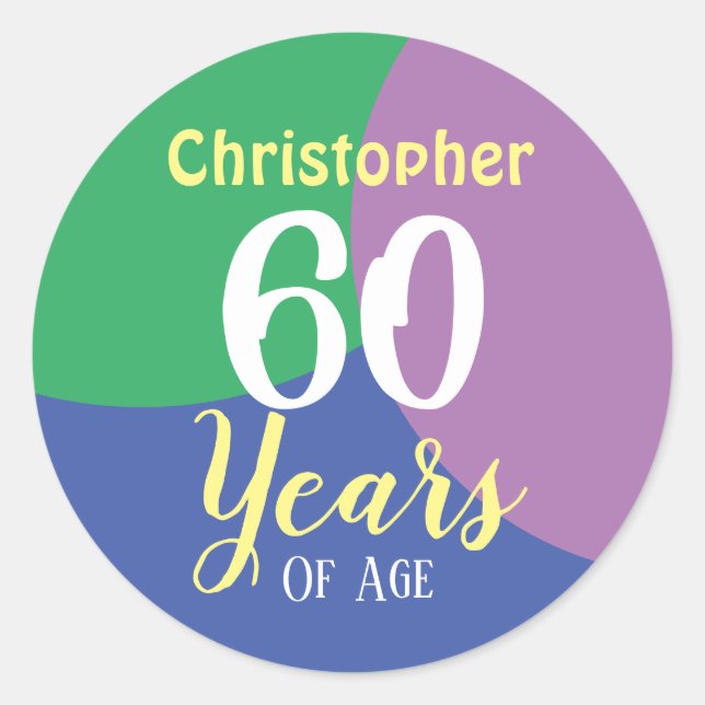 Happy 60e Anniversaire Classic Round Sticker (Devant)