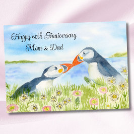 Happy 60th Anniversary Mom & Dad Puffins  Karte