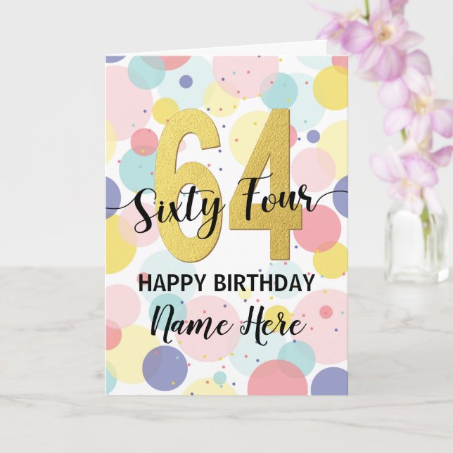 Happy 64. Geburtstag Pastel Rainbow Gold Frau Karte (Orchidee)