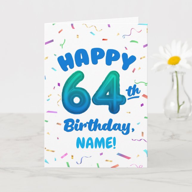 Happy 64th Birthday Card with Custom Name Karte (Kleine Pflanze)