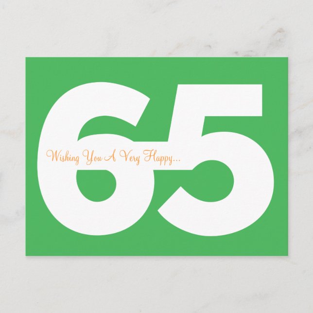 Happy 65. Geburtstag Meilenstein Postkarten - in G (Vorderseite)