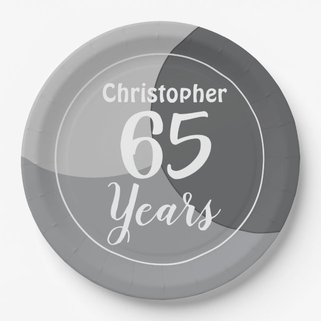 Happy 65. Geburtstagsparty Paper Plate Pappteller (Vorderseite)