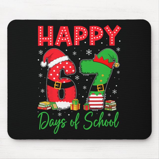 Happy 67 Days Of School Six Seven 67 Christmas San Mousepad (Vorne)