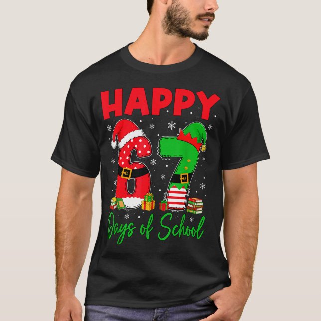 Happy 67 Days Of School Six Seven 67 Christmas San T-Shirt (Vorderseite)