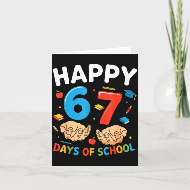 Happy 67 Days Of School Six Seven Meme Boy Girl Te Karte (Vorderseite)