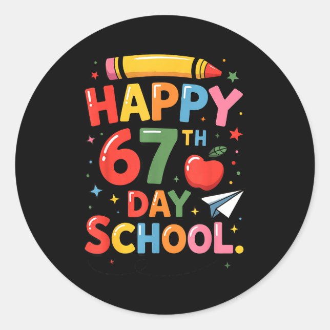 Happy 67 Th Day Of School - I Survived 67 Days Of  Runder Aufkleber (Vorderseite)
