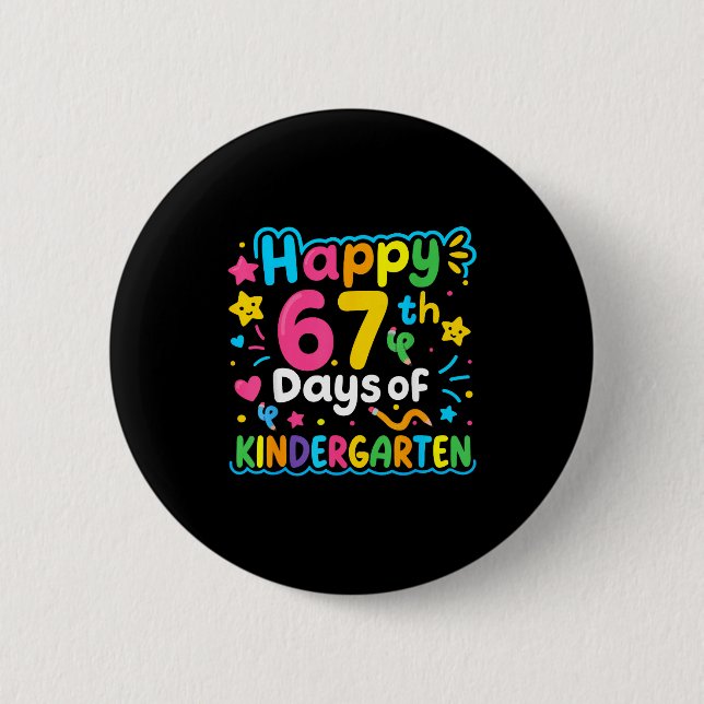 Happy 67th Day Of Kindergarten School Meme 67 Kids Button (Vorderseite)