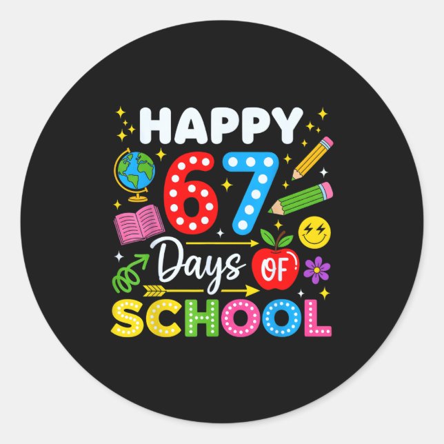 Happy 67th Day Of School 67 Days Of School Kids Bo Runder Aufkleber (Vorderseite)